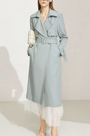 Women's Trench Coat Office Lady Fashion Lapel Doub