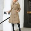 Wool Collar Color Contrast Coat Winter Slim Down C