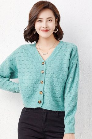 Wool Women Cardigan Warm Knitted Sweater Jacket Co