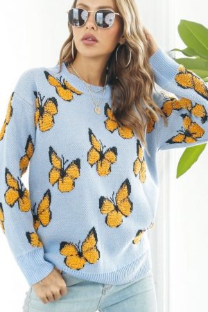 Y2k 3d Embroidery Butterfly Drop Shoulder Sleeves