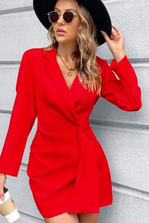 Zipper On The Back Lined Solid Pleated Irregular H